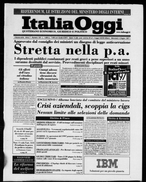 Italia oggi : quotidiano di economia finanza e politica